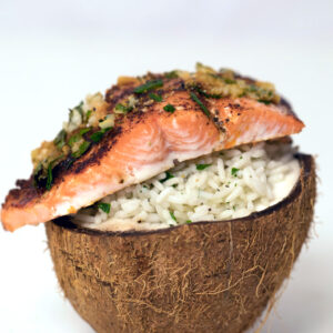 Chili Lime Salmon Over Coconut Rice