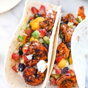 Chili Lime Shrimp Tacos with Fruit Salsa